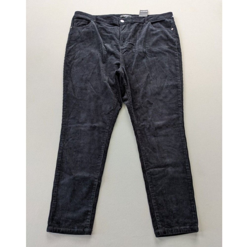 SIMPLY BE Size 22 Plus Women's Corduroy Chloe Skinny Pants Jeans Black NEW
